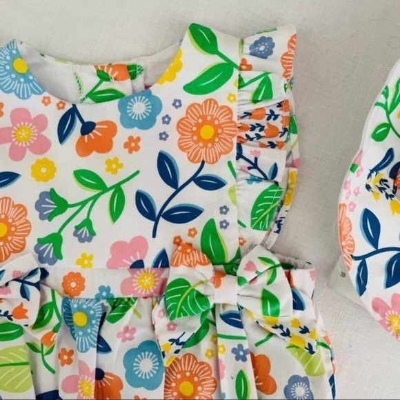 Good Lad Girl's Summer Floral Romper and Sun Hat Combo sz 6M New Cotton - Picture 7 of 7